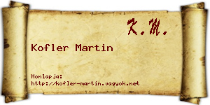 Kofler Martin névjegykártya